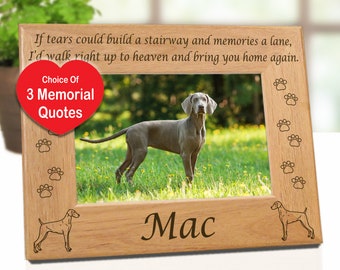 5x7 Weimaraner Pet Loss Frame. Custom Dog Breed Design 3 Remembrance Quotes. Pet Lovers Gifts Weimaraner Mom. Personalized Dog Keepsake.