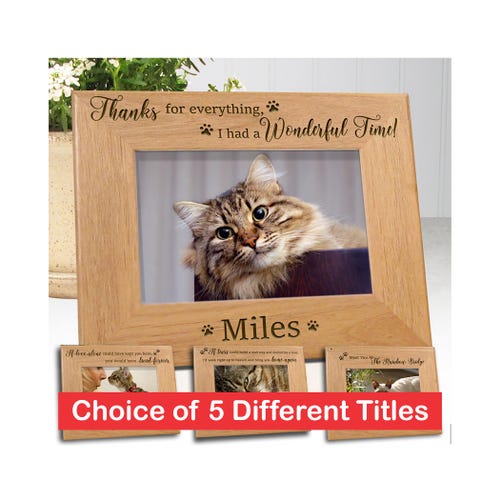 Cat Memorial Picture Frame, Personalized Pet Loss Gift, Engraved Custom Paw Tribute, Unique Cat Remembrance Keepsake