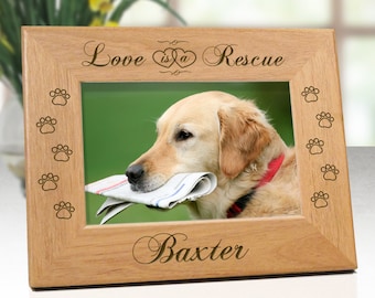 Dog Rescue Custom Name Photo Frame, Pet Rescue Picture Frame, Dog Lover Birthday Gift, Gifts for Women, Dog Lover Frame, Dog Mom Gift Idea