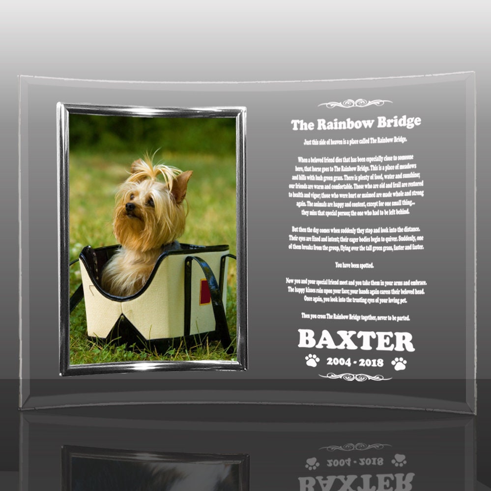 Glass Photo Frame Rainbow Bridge Pet Memorial Frames Pet Etsy