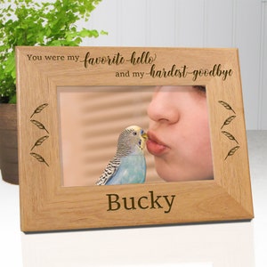 4x6 Bird Sympathy Frame, Bird Picture Frame, Favorite Hello, Hardest Goodbye, Death of Parrot, Pet Memorial Idea, Parrot Photo Frame