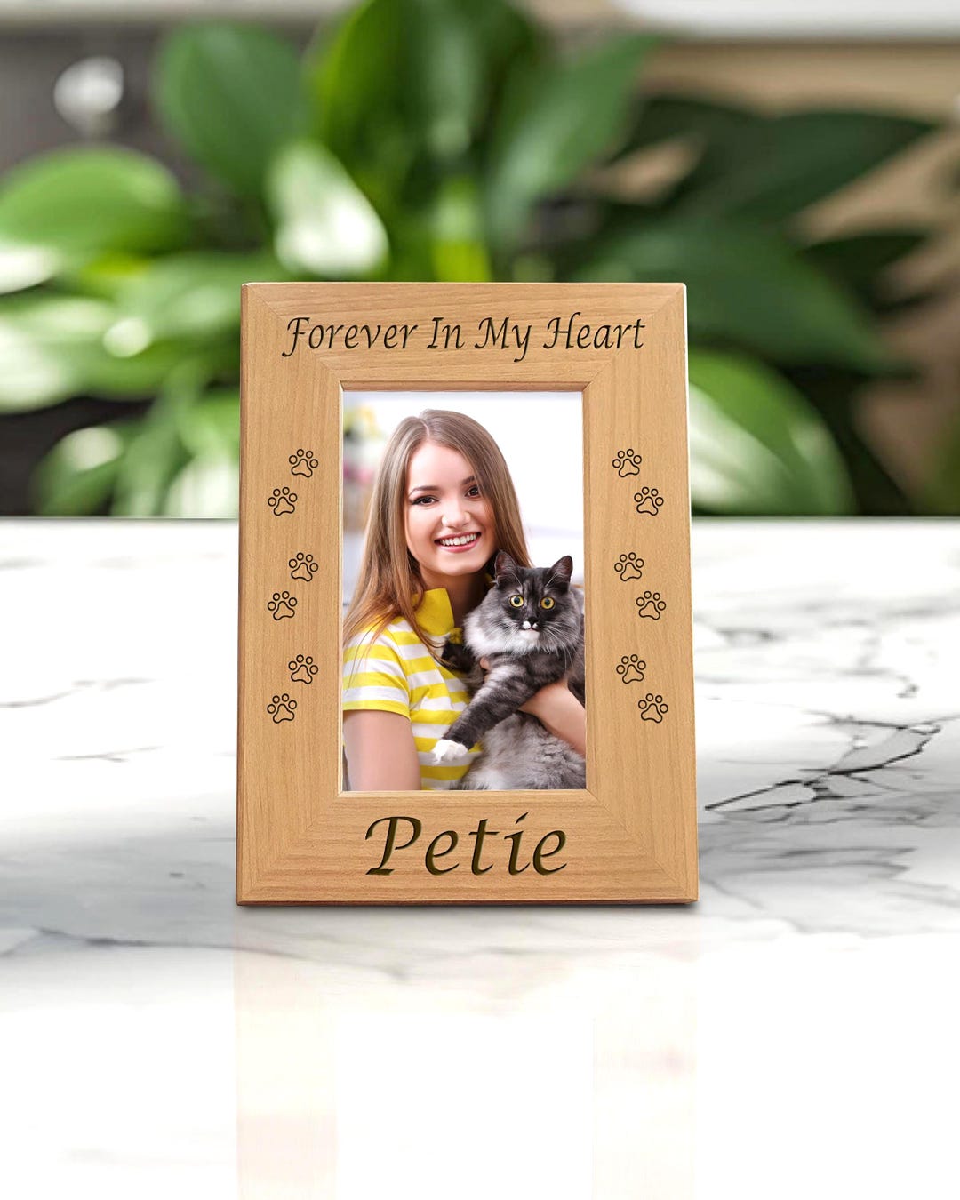 Cat Memory Photo Frame Pet Memorial Frame Cat Remembrance Custom Sayings Engraving Wooden ...