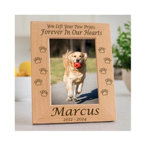 Dog Memorial Frame Personalized Pet Photo Sympathy Gift Engraved Wooden Keepsake Custom Canine Remembrance Present