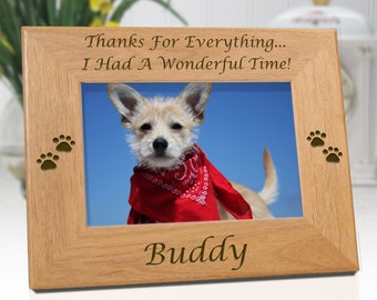 Dog Memorial Personalized Picture Frame - Thanks For Everything - Free Sympathy Card - Fast Ship