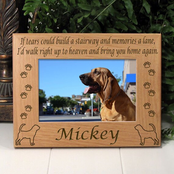 Free Personalization and Shipping Long Haired Dachshund Dog Glass Etched Picture Frame
