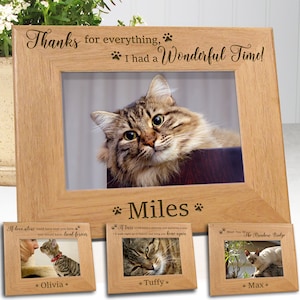 4x6 Personalized Cat Memorial Picture Frame, Choice Of 5 Sentimental Quotes, Perfect Cat Lover Gift, Free Sympathy Card, Fast Ship