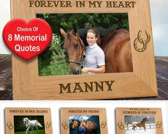 4x6 Personalized With Name Memorial Frame For Horses, Choice of 8 Loving Sentiments, Horse Lover Gift, Horse Owner, Horse Photo, Fast Ship