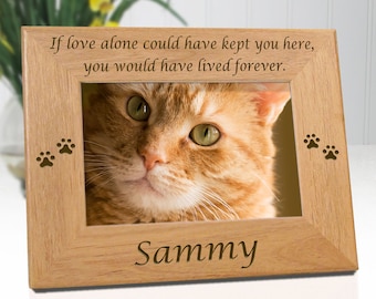 Cat Remembrance Picture Frame, 6 Sentiment Quotes, Personalized Cat Paw Prints Gift for Her, House Cat Gifts for Kids, Cat Wall Art for Him