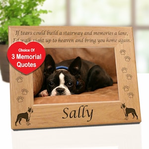 Boston Terrier Dog Memorial Photo Decor, Dog Breed Lovers Gift, Pet Photo Frame for Women, Boston Dog Lover Birthday and Christmas Gift Idea