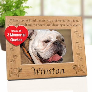 Englischer Bulldogge-Hund-Gedenkbilderrahmen, Name, wenn Tränen-Gedicht, Hundeliebhaber-Geschenkideen, freie Beileidkarte, schnelle Lieferung