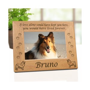 Collie Picture Frame, Dog Breed Memorial Gift with 3 Remembrance Quotes, Collie Dog Loss Photo Frame for Kids, Collie Lover Keepsake Gift