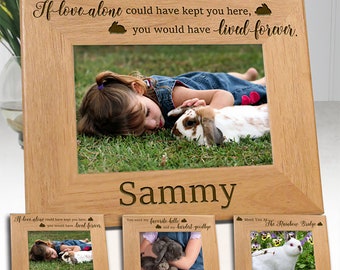 5x7 Rabbit Memorial Personalized Wood Photo Frame, Choice of 5 Remembrance Quotes, Perfect Bunny Lover Gift Idea, Sympathy Card, Fast Ship