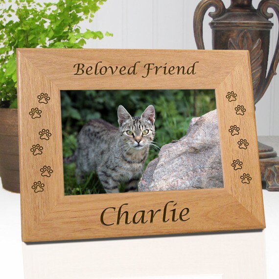 Cat Picture Frame Personalized with Name Holds 4x6 or 5x7