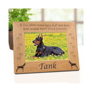 Doberman Picture Frame, Dog Memorial Dog Loss Gift with Choice of 3 Sympathy Quotes, Pet Lover Gift for Dobbie Mom, Dobbie Dog Dad Gift Idea