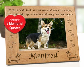 5x7 Welsh Corgi Dog Loss Frame. Custom Wood Picture Frame Corgi Dog Breed Design. Choice of 3 Quotes Pet Memorials Gift Corgi Mom Corgi Dad.