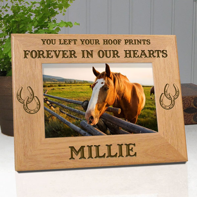Horse Memorial Frame, Personalized, You Left Your Hoof Prints Forever In My Heart or Forever In Our Hearts Fast Ship image 2