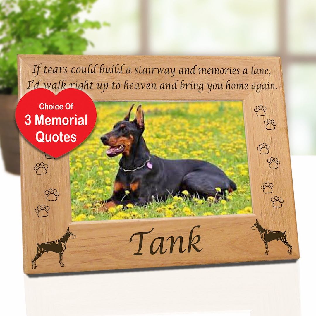 4x6 Doberman Memorial Photo Frame Dog Breed Design. Dog Loss Gift