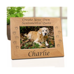 Personalized Dog Memorial Frame, DIY Custom Quote Pet Loss Gift, Engraved Wood Picture Display, Design Your Own Text Remembrance Tribute