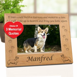 Welsh Corgi Gift, Dog Memorial Personalized Wood Frame, Engraved Corgi Dog Graphic, Corgi Mom Gift, Corgi Dad & Granddad Custom Photo Frame