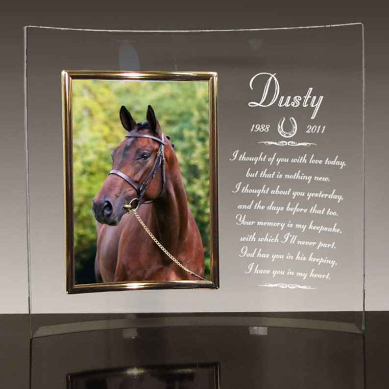Horse Memorial Personalized With Name Curved Glass Picture Image 0