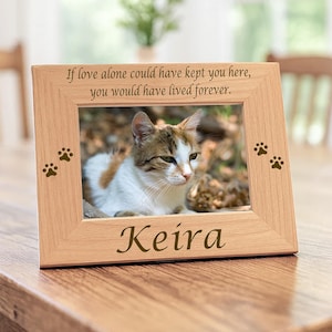 Cat Memorial Frame If Love Pet Remembrance Personalized Keepsake Wooden Photo Custom Engraved Feline Tribute Sympathy Gift