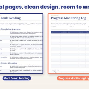 Close-up of real interior pages of the iep goal bank