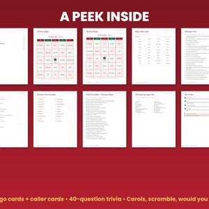Preview grid of pages inside the christmas party games