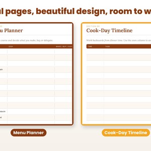 Close-up of real interior pages of the thanksgiving dinner planner