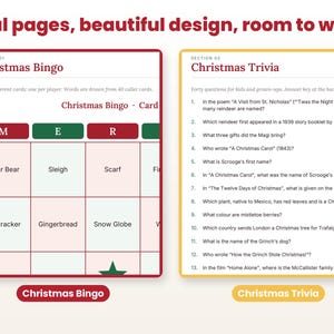 Close-up of real interior pages of the christmas party games