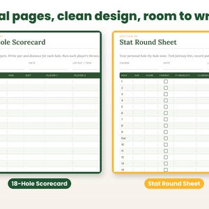Close-up of real interior pages of the disc golf scorecard