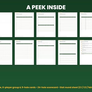 Preview grid of pages inside the disc golf scorecard