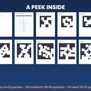 Preview grid of pages inside the kakuro puzzle book