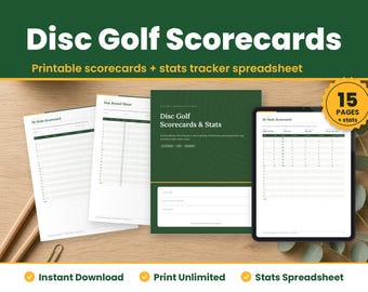 Disc Golf Scorecard Printable, Disc Golf Stats Tracker Spreadsheet, Putting Log, Bag Inventory, 9 18 Hole Score Card, Disc Golfer Gift