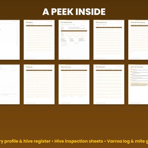 Preview grid of pages inside the beekeeping journal