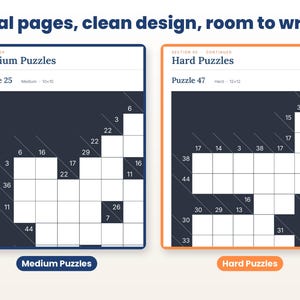 Close-up of real interior pages of the kakuro puzzle book