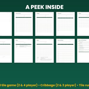 Preview grid of pages inside the game night score sheets