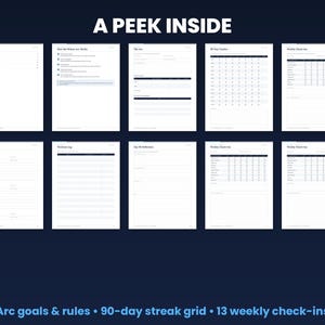Preview grid of pages inside the winter arc tracker