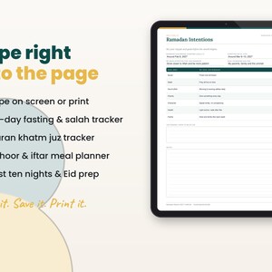 Filled-in example page of the ramadan planner 2027 with key features listed