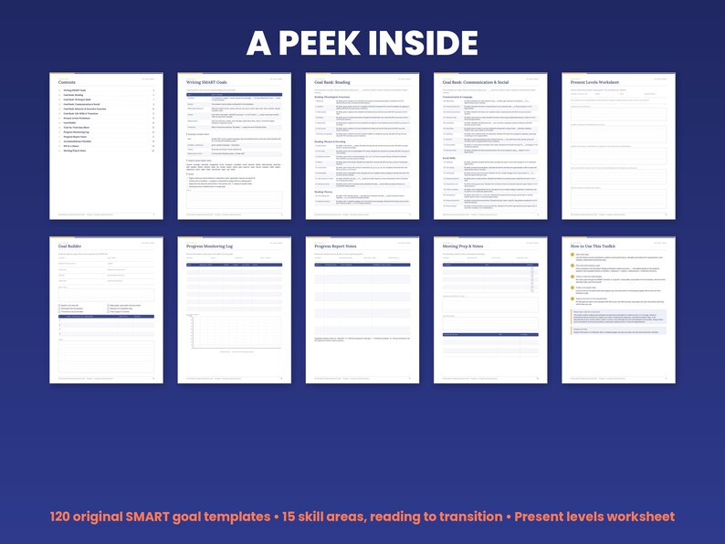 Preview grid of pages inside the iep goal bank