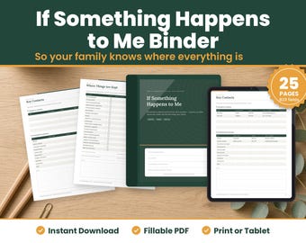 If Something Happens to Me Binder, Fillable End of Life Planner PDF, Emergency Binder, Final Wishes, Legacy Planner, Important Documents
