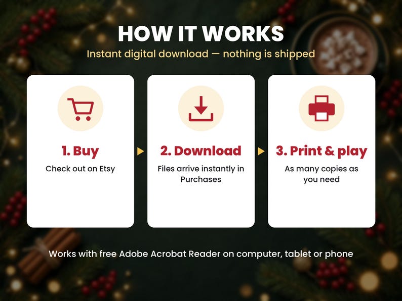 How the christmas party games instant download works in 3 steps