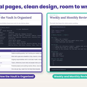 Close-up of real interior pages of the markdown notes vault