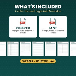 What is included in the ramadan planner 2027: files, formats and 16 pages
