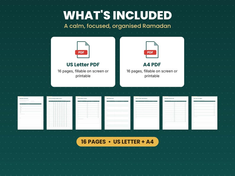 What is included in the ramadan planner 2027: files, formats and 16 pages