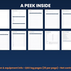 Preview grid of pages inside the ham radio logbook