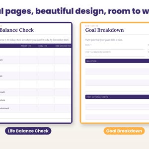 Close-up of real interior pages of the 2027 goal setting workbook