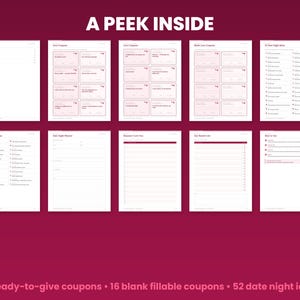 Preview grid of pages inside the love coupons