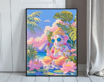 Neo Ganesha Urban Serenity | Luxury Digital Wall Art Print