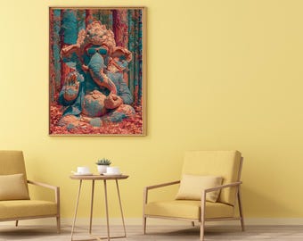 Neo Ganesha Forest Blessing | Luxury Digital Wall Art Print