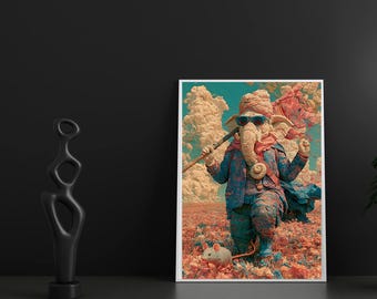 Neo Ganesha Explorer Journey | Luxury Digital Wall Art Print